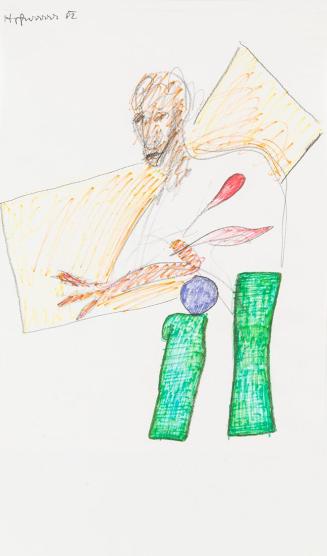 Kurt Hüpfner, Ohne Titel, 1982, Filzstift und Bleistift auf Papier, kaschiert auf Karton, 26,9  ...