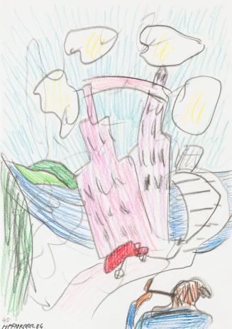 Kurt Hüpfner, Ohne Titel, 1984, Bleistift und Buntstift auf Papier, kaschiert auf Karton, 29,8  ...