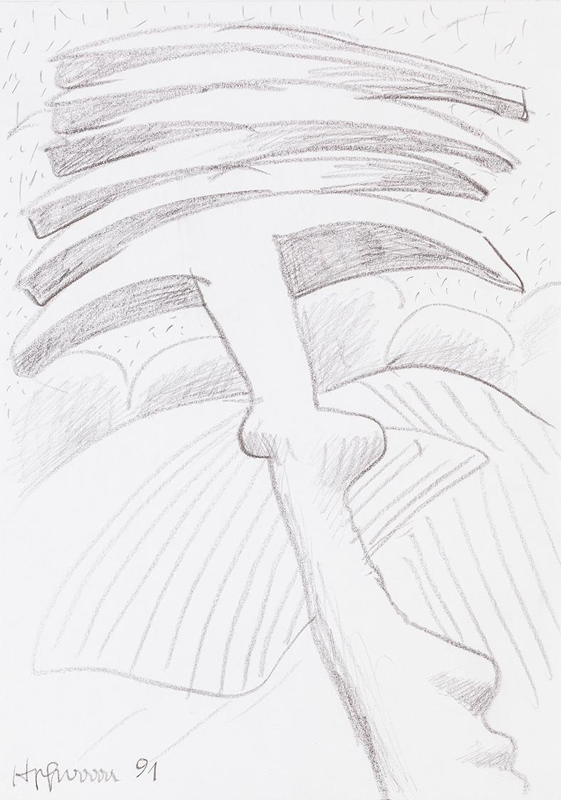 Kurt Hüpfner, Ohne Titel, 1991, Bleistift auf Papier, kaschiert auf Karton, 29,8 × 21 cm, Priva…