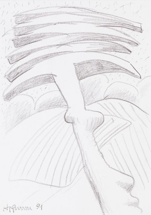 Kurt Hüpfner, Ohne Titel, 1991, Bleistift auf Papier, kaschiert auf Karton, 29,8 × 21 cm, Priva…