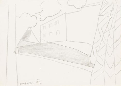 Kurt Hüpfner, Ohne Titel, 1992, Bleistift auf Papier, kaschiert auf Karton, 21 × 29,7 cm, Priva ...