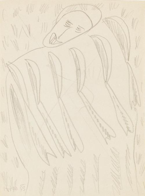 Kurt Hüpfner, Ohne Titel, 1993, Bleistift auf ungebleichtem Papier, kaschiert auf Karton, 28,2  ...