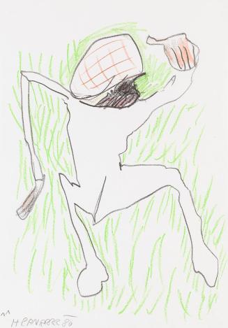 Kurt Hüpfner, Ohne Titel, 1986, Bleistift und Buntstift auf Papier, kaschiert auf Karton, 29,7  ...