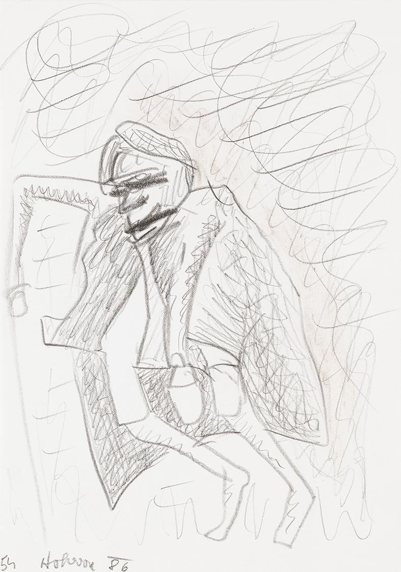 Kurt Hüpfner, Ohne Titel, 1986, Bleistift auf Papier, kaschiert auf Karton, 29,7 × 21 cm, Priva ...