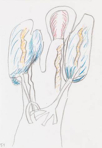 Kurt Hüpfner, Ohne Titel, um 1986, Bleistift und Buntstift auf Papier, kaschiert auf Karton, 29 ...