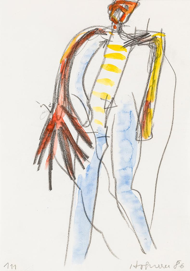 Kurt Hüpfner, Ohne Titel, 1986, Aquarell und Bleistift auf Papier, kaschiert auf Karton, 29,7 × ...