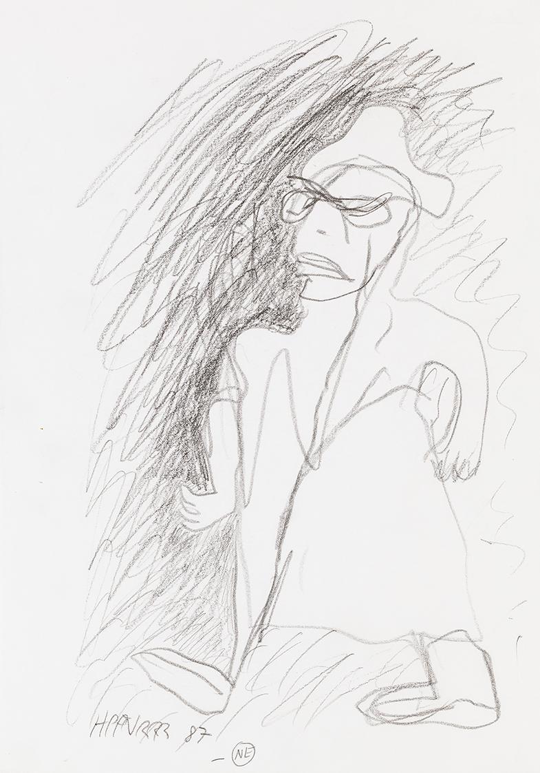 Kurt Hüpfner, Ohne Titel, 1987, Bleistift auf Papier, kaschiert auf Karton, 29,7 × 21 cm, Priva ...