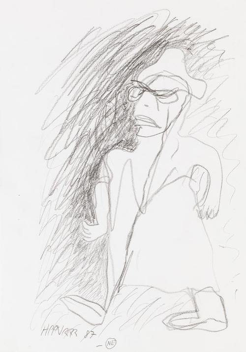 Kurt Hüpfner, Ohne Titel, 1987, Bleistift auf Papier, kaschiert auf Karton, 29,7 × 21 cm, Priva ...