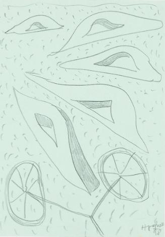 Kurt Hüpfner, Ohne Titel, 1998, Bleistift auf türkisfarbenem Papier, kaschiert auf Karton, 29,7…