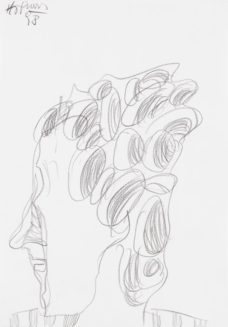 Kurt Hüpfner, Ohne Titel, 1998, Bleistift auf Papier, kaschiert auf Karton, 29,7 × 21 cm, Priva ...