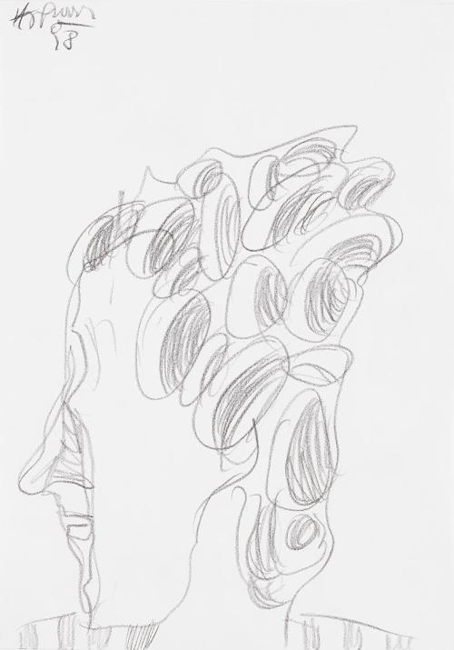 Kurt Hüpfner, Ohne Titel, 1998, Bleistift auf Papier, kaschiert auf Karton, 29,7 × 21 cm, Priva ...