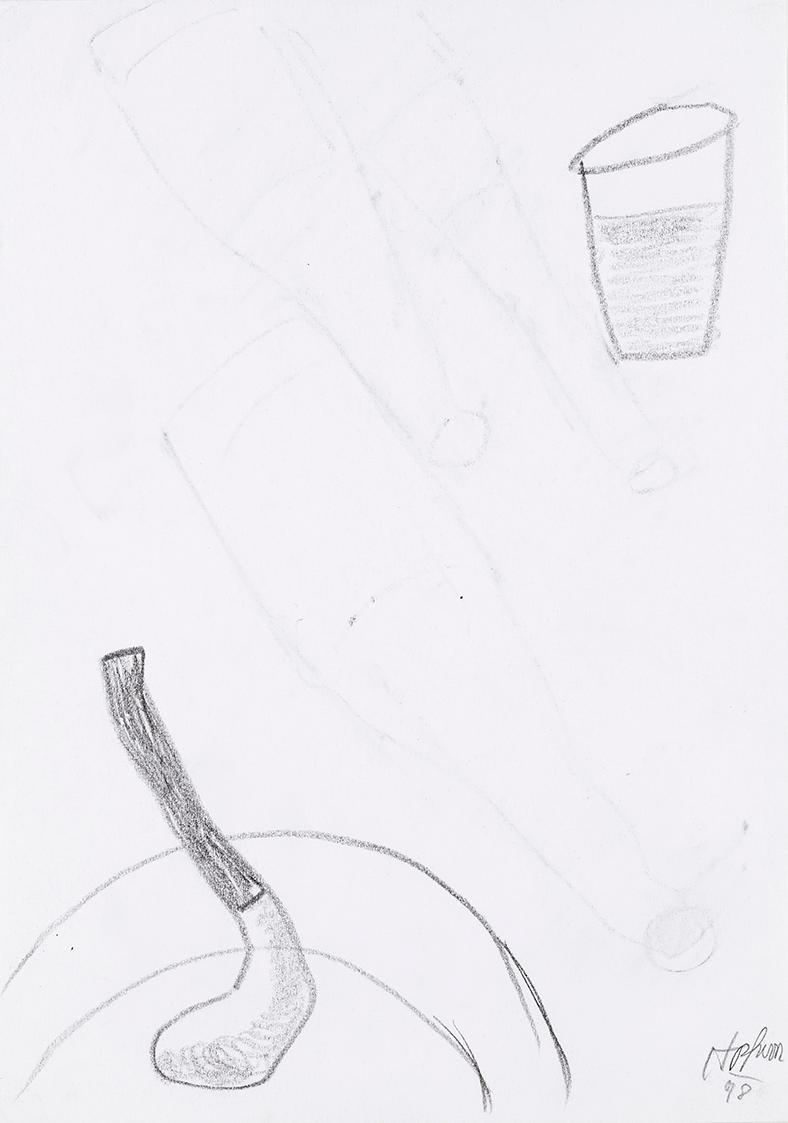 Kurt Hüpfner, Ohne Titel, 1998, Bleistift auf Papier, kaschiert auf Karton, 29,7 × 21 cm, Priva ...