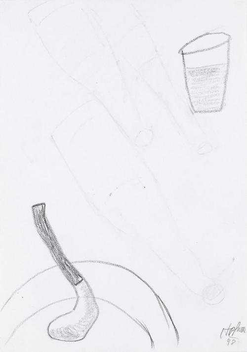 Kurt Hüpfner, Ohne Titel, 1998, Bleistift auf Papier, kaschiert auf Karton, 29,7 × 21 cm, Priva ...