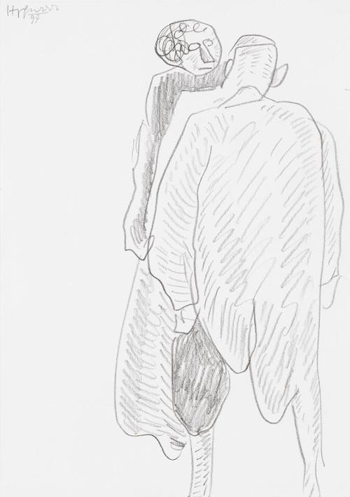 Kurt Hüpfner, Ohne Titel, 1999, Bleistift auf Papier, kaschiert auf Karton, 29,7 × 21 cm, Priva ...