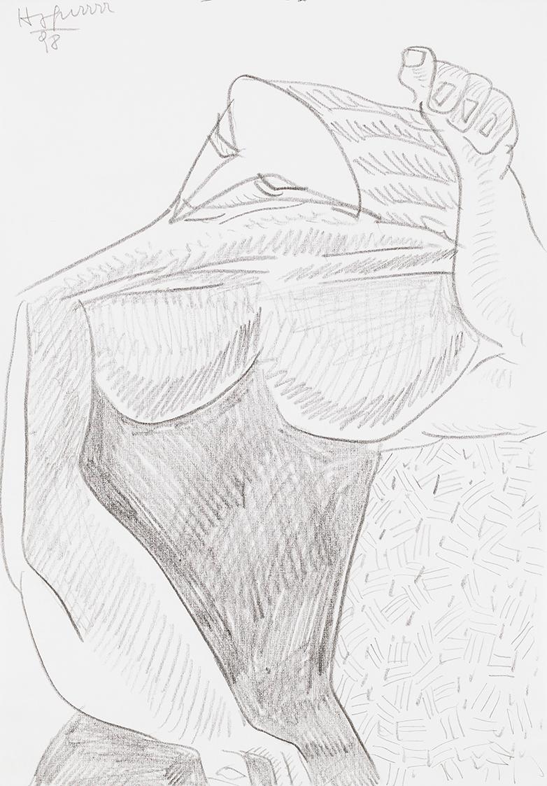 Kurt Hüpfner, Ohne Titel, 1998, Bleistift auf Papier, kaschiert auf Karton, 29,7 × 21 cm, Priva…