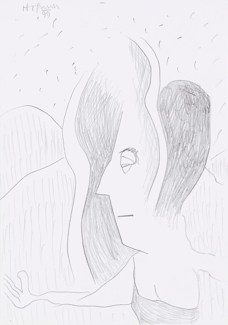 Kurt Hüpfner, Ohne Titel, 1999, Bleistift auf Papier, kaschiert auf Karton, 29,7 × 21 cm, Priva ...