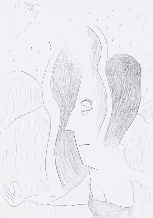 Kurt Hüpfner, Ohne Titel, 1999, Bleistift auf Papier, kaschiert auf Karton, 29,7 × 21 cm, Priva ...