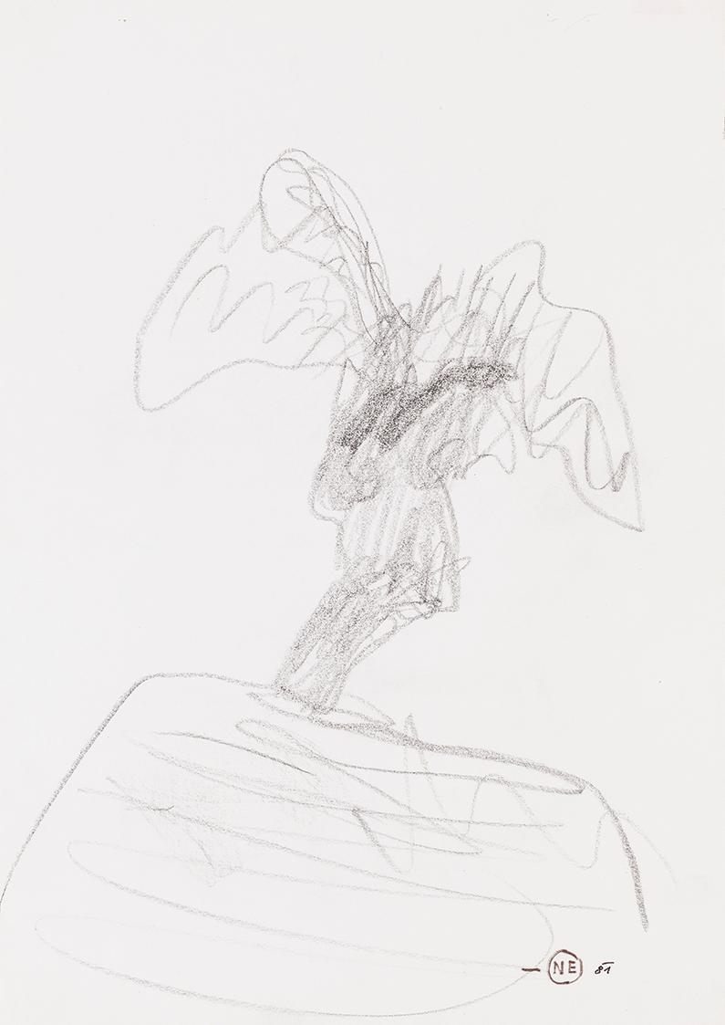 Kurt Hüpfner, Ohne Titel, 1981, Bleistift auf Papier, kaschiert auf Karton, 29,7 × 21 cm, Priva ...