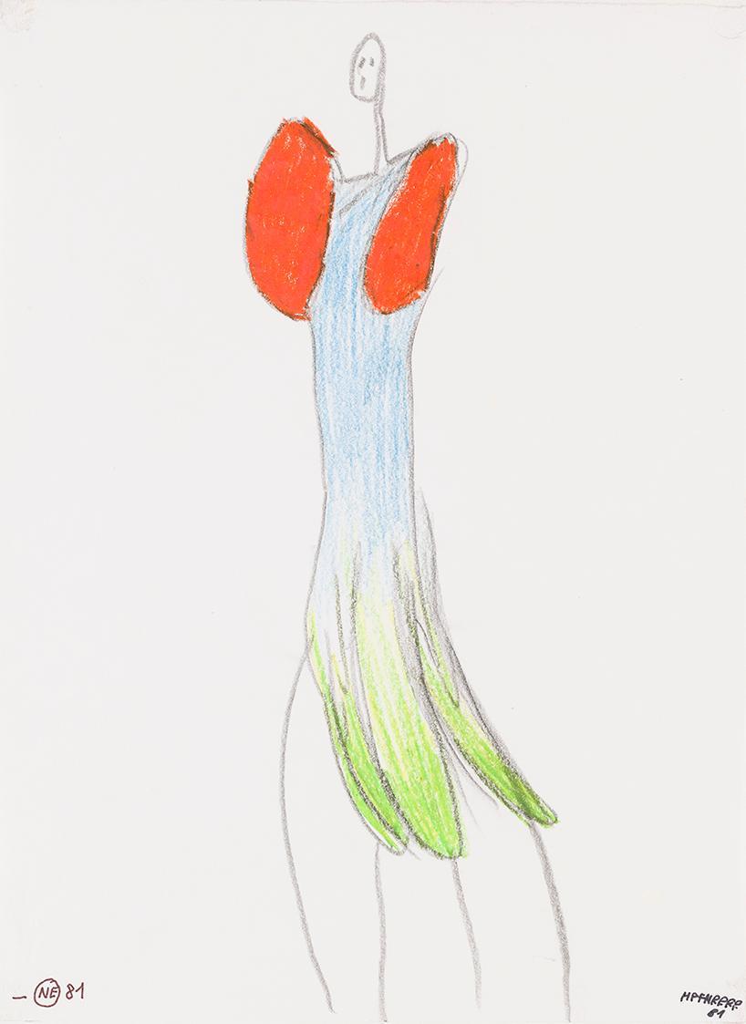 Kurt Hüpfner, Ohne Titel, 1981, Kreide und Bleistift auf Papier, kaschiert auf Karton, 28,3 × 2 ...