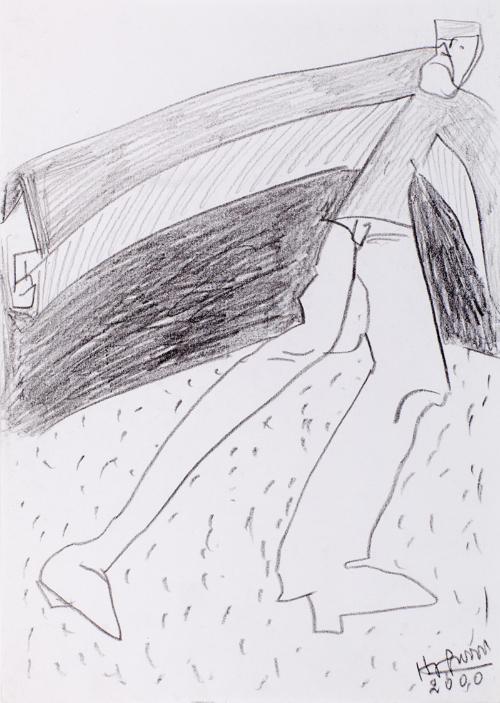 Kurt Hüpfner, Ohne Titel, 2000, Bleistift auf Papier, kaschiert auf Karton, 29,7 × 21 cm, Priva…