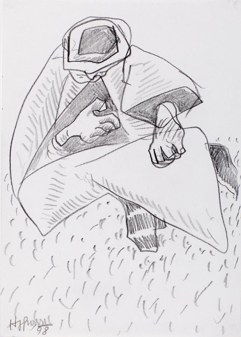 Kurt Hüpfner, Ohne Titel, 1998, Bleistift auf Papier, kaschiert auf Karton, 29,6 × 21 cm, Priva…