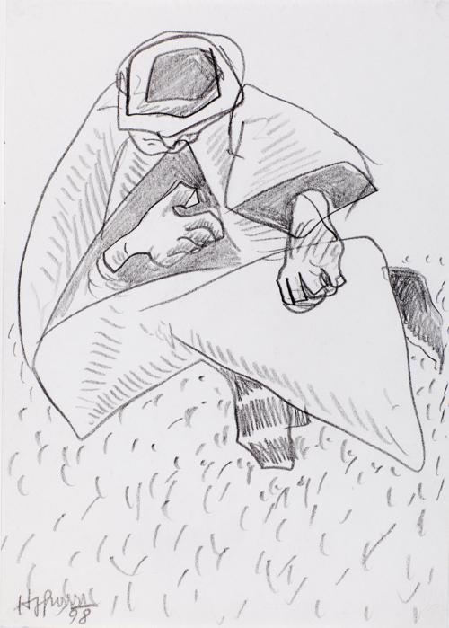 Kurt Hüpfner, Ohne Titel, 1998, Bleistift auf Papier, kaschiert auf Karton, 29,6 × 21 cm, Priva…
