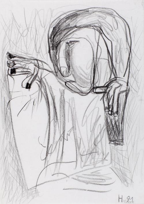 Kurt Hüpfner, Ohne Titel, 1991, Beistift auf Papier, kaschiert auf Karton, 29,7 × 21 cm, Privat…