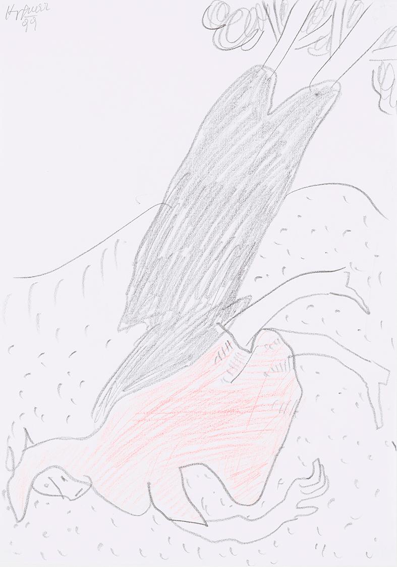 Kurt Hüpfner, Ohne Titel, 1999, Bleistift und Buntstift auf Papier, kaschiert auf Karton, 29,7 …