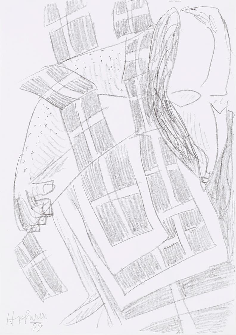 Kurt Hüpfner, Ohne Titel, 1999, Bleistift auf Papier, kaschiert auf Karton, 29,7 × 21 cm, Priva…