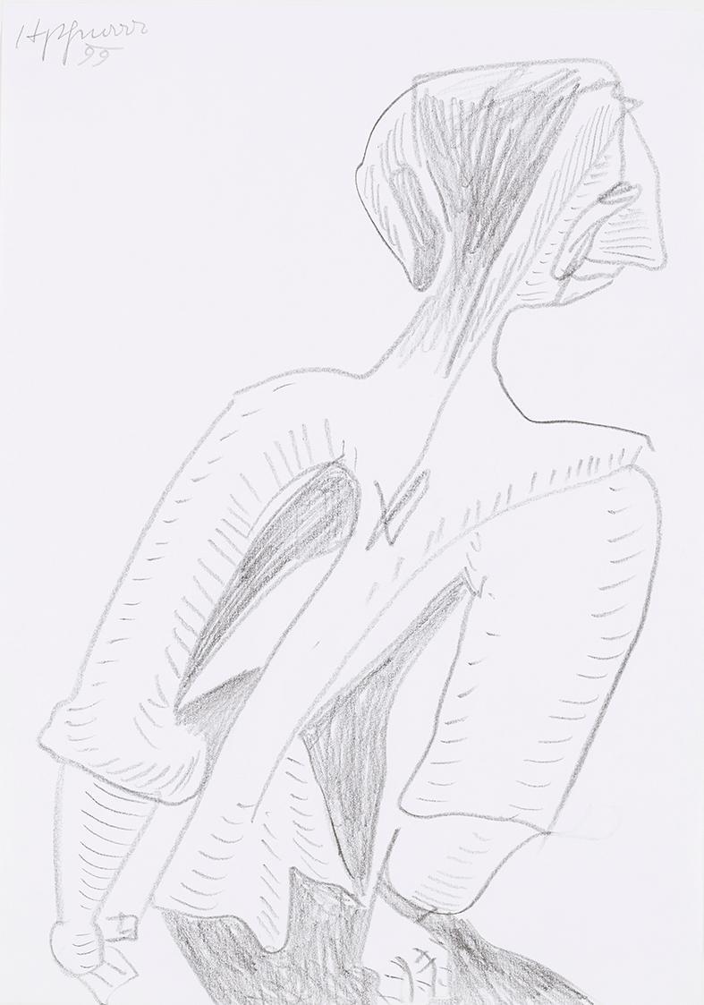 Kurt Hüpfner, Ohne Titel, 1999, Bleistift auf Papier, kaschiert auf Karton, 29,7 × 21 cm, Priva ...