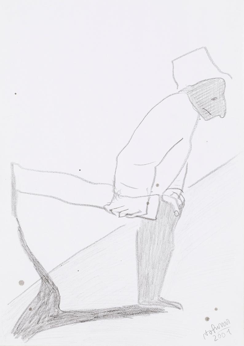 Kurt Hüpfner, Ohne Titel, 2001, Bleistift auf Papier, kaschiert auf Karton, 29,7 × 21 cm, Priva ...