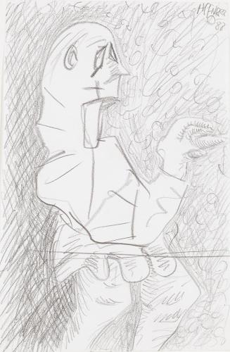 Kurt Hüpfner, Ohne Titel, 1988, Bleistift auf Papier, kaschiert auf Karton, 27,3 × 18,5 cm, Pri ...