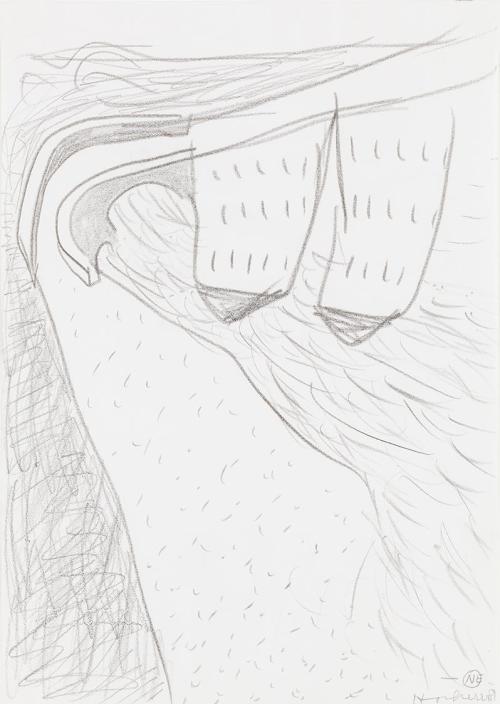 Kurt Hüpfner, Ohne Titel, 1989, Bleistift auf Papier, kaschiert auf Karton, 29,7 × 21 cm, Priva ...