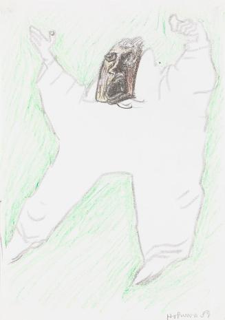 Kurt Hüpfner, Ohne Titel, 1989, Bleistift und Buntstift auf Papier, kaschiert auf Karton, 29,7  ...