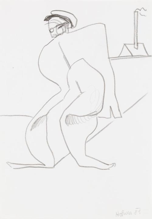 Kurt Hüpfner, Ohne Titel, 1989, Bleistift auf Papier, kaschiert auf Karton, 29,7 × 21 cm, Priva ...