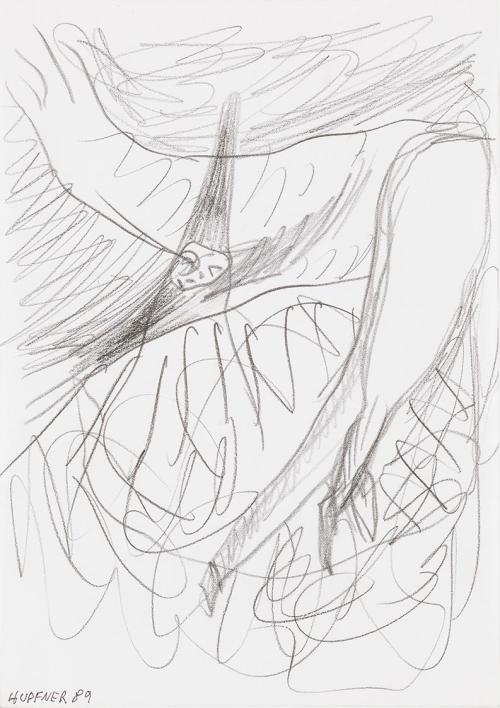 Kurt Hüpfner, Ohne Titel, 1989, Bleistift auf Papier, kaschiert auf Karton, 29,7 × 21 cm, Priva ...