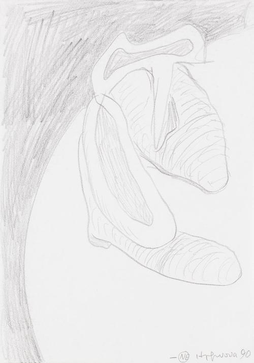 Kurt Hüpfner, Ohne Titel, 1990, Bleistift auf Papier, kaschiert auf Karton, 29,7 × 21 cm, Priva ...