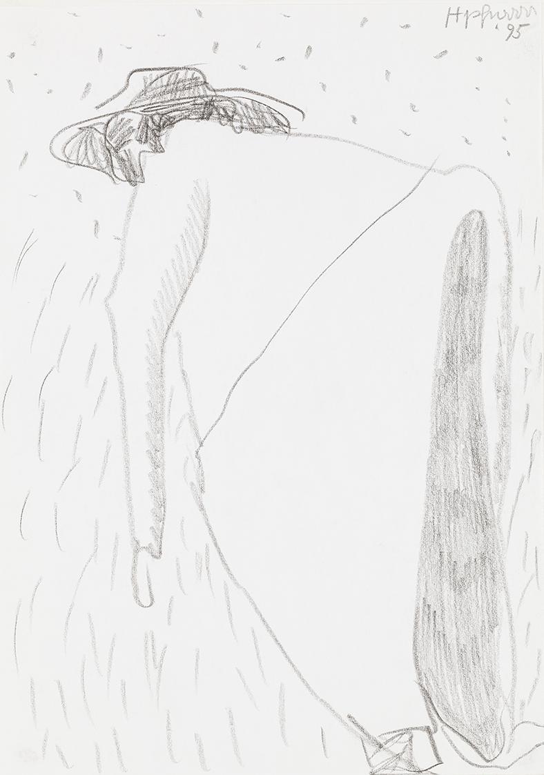 Kurt Hüpfner, Ohne Titel, 1995, Bleistift auf Papier, kaschiert auf Karton, 29,7 × 21 cm, Priva ...