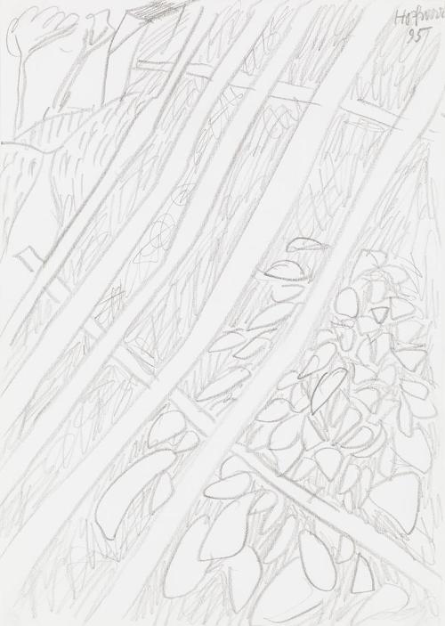 Kurt Hüpfner, Ohne Titel, 1995, Bleistift auf Papier, kaschiert auf Karton, 29,7 × 21 cm, Priva ...