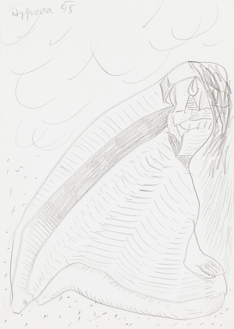 Kurt Hüpfner, Ohne Titel, 1995, Bleistift auf Papier, kaschiert auf Karton, 29,7 × 21 cm, Priva…