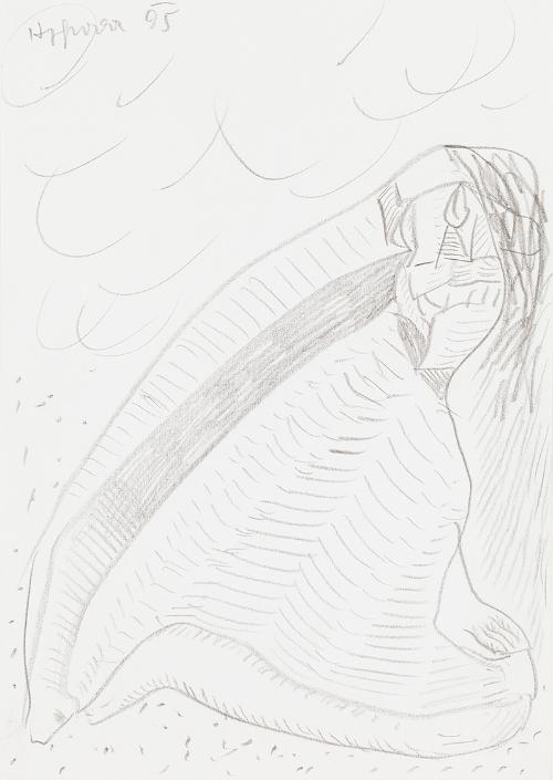 Kurt Hüpfner, Ohne Titel, 1995, Bleistift auf Papier, kaschiert auf Karton, 29,7 × 21 cm, Priva…