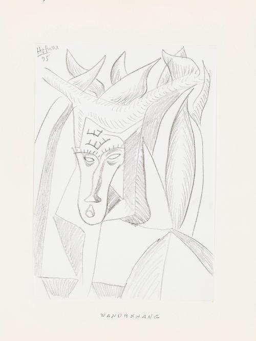 Kurt Hüpfner, Wandbehang, 1995, Bleistift auf Papier, kaschiert auf Karton, 29,7 × 21 cm, Priva…