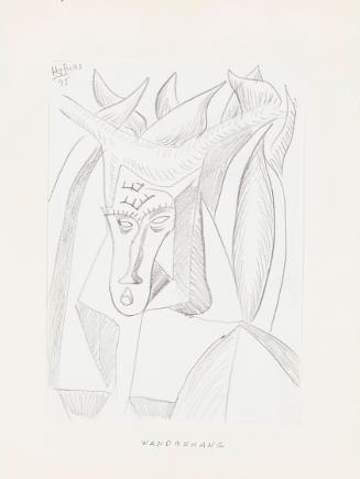 Kurt Hüpfner, Wandbehang, 1995, Bleistift auf Papier, kaschiert auf Karton, 29,7 × 21 cm, Priva…