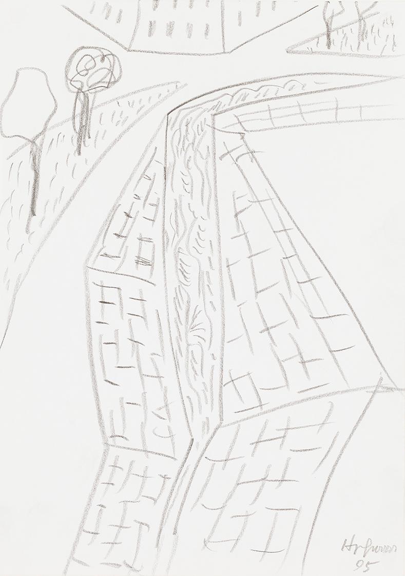 Kurt Hüpfner, Ohne Titel, 1995, Bleistift auf Papier, kaschiert auf Karton, 29,7 × 21 cm, Priva…