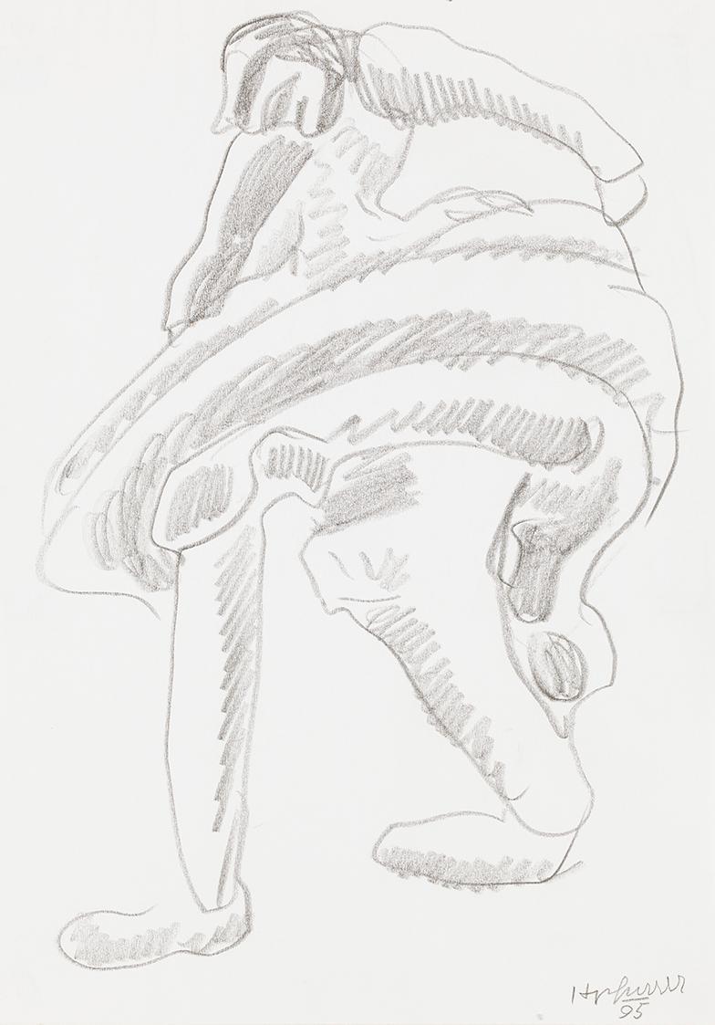 Kurt Hüpfner, Ohne Titel, 1995, Bleistift auf Papier, kaschiert auf Karton, 29,7 × 21 cm, Priva ...