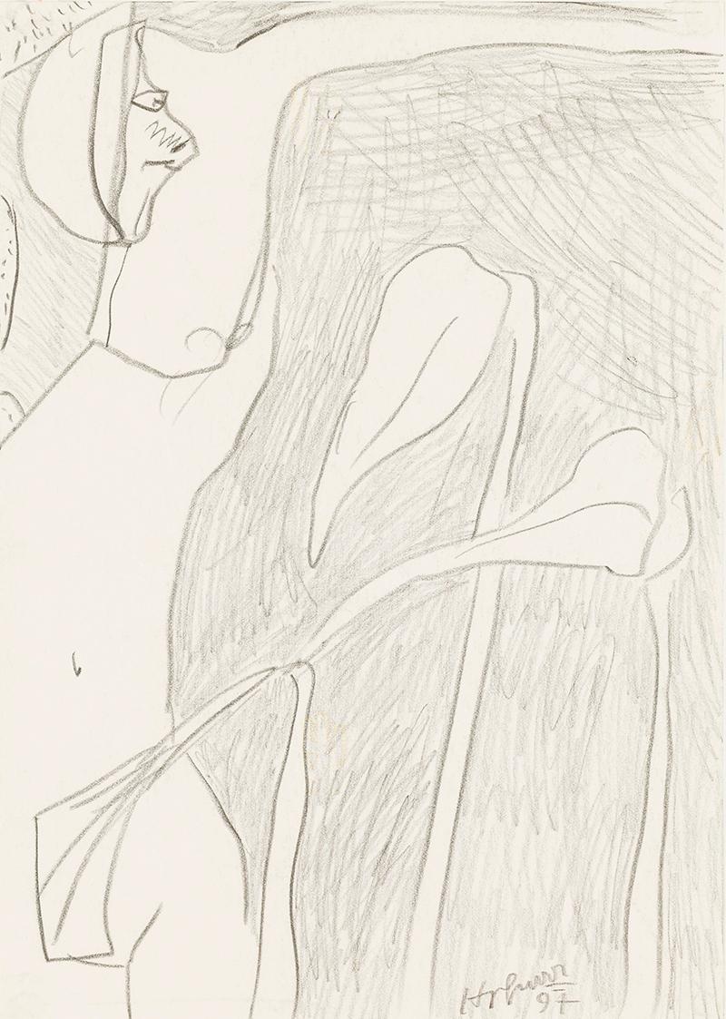 Kurt Hüpfner, Ohne Titel, 1997, Bleistift auf Papier, kaschiert auf Karton, 29,7 × 21 cm, Priva…