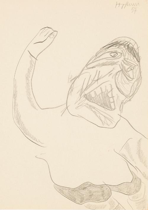 Kurt Hüpfner, Ohne Titel, 1997, Bleistift auf ungebleichtem Papier, kaschiert auf Karton, 29,7 …