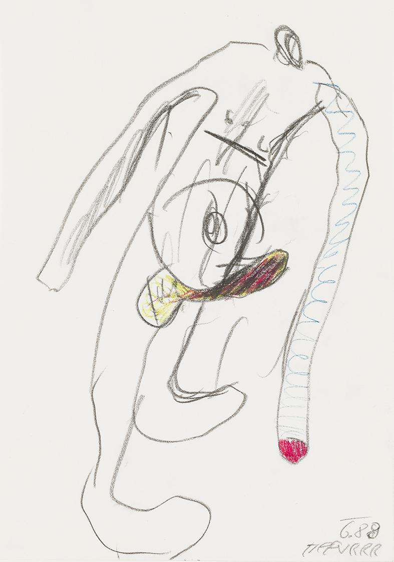 Kurt Hüpfner, Ohne Titel, 1988, Bleistift und Buntstift auf Papier, kaschiert auf Karton, 29,7  ...
