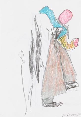 Kurt Hüpfner, Ohne Titel, 1988, Bleistift, Filzstift und Pastell auf Papier, kaschiert auf Kart ...