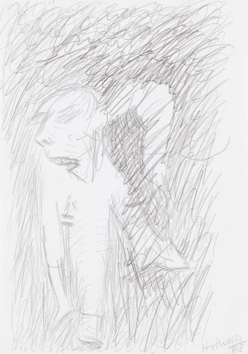 Kurt Hüpfner, Ohne Titel, 1988, Bleistift auf Papier, kaschiert auf Karton, 29,7 × 21 cm, Priva ...